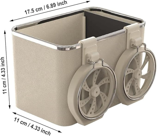 Car Console Storage Box with 2 Foldable Cup Holders – Universal Car Organizer