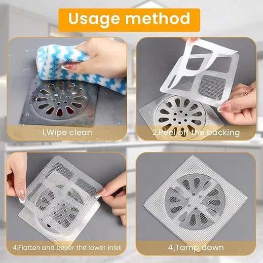 Disposable Shower Drain Hair Catcher – Waterproof Mesh Stickers | Pack of 20