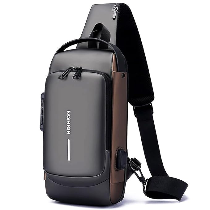 BHUSHANBAZAR Sling Bag with USB Charging Port | Waterproof Crossbody Bag for Men & Women | Travel, College & Daily Use