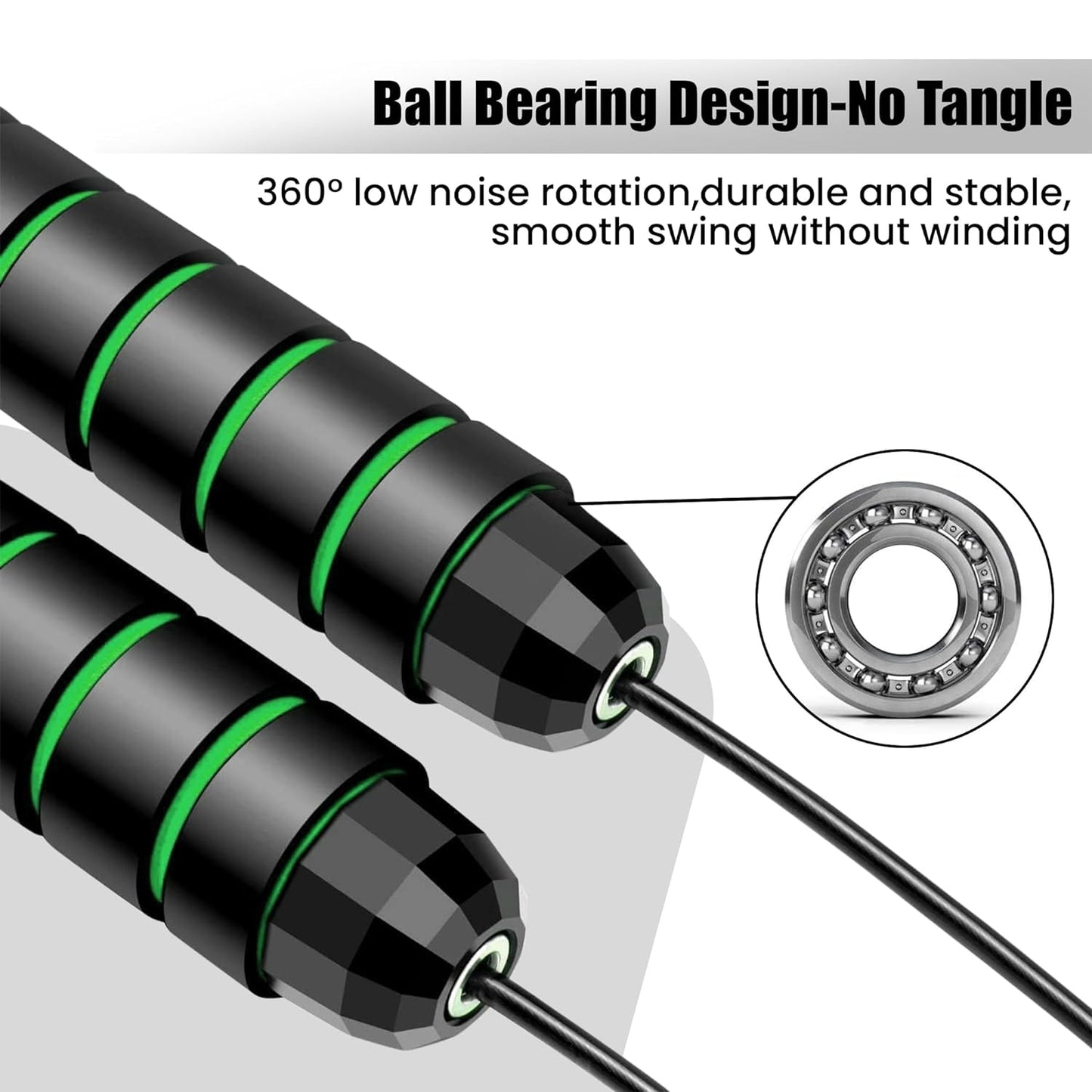 BHUSHANBAZAR Premium Sports Speed Skipping Rope, Jump Rope with PVC Handle, Multicolor PVC Pencil Skipping Rope for Men, Women, Boys & Girls (Black & Green)