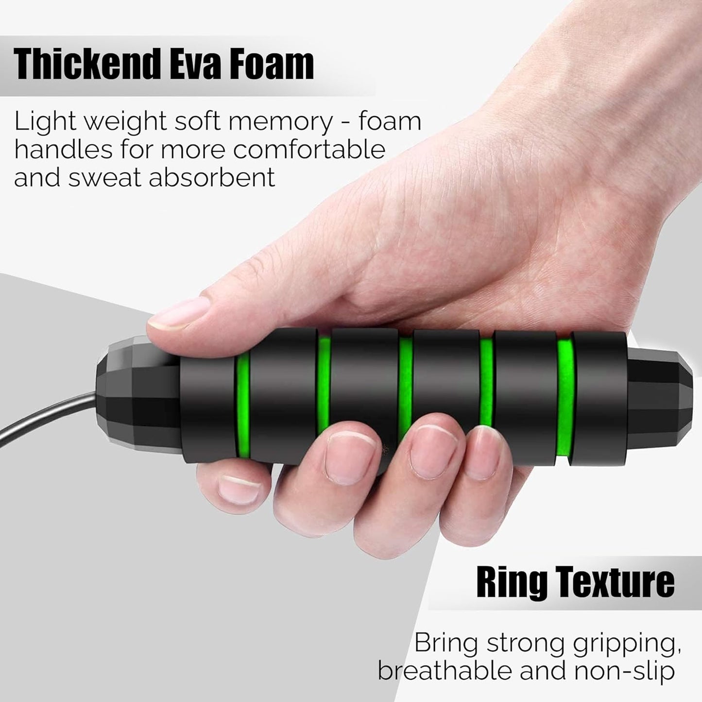 BHUSHANBAZAR Premium Sports Speed Skipping Rope, Jump Rope with PVC Handle, Multicolor PVC Pencil Skipping Rope for Men, Women, Boys & Girls (Black & Green)