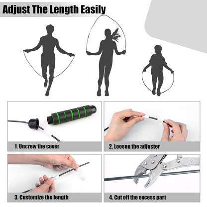 BHUSHANBAZAR Premium Sports Speed Skipping Rope, Jump Rope with PVC Handle, Multicolor PVC Pencil Skipping Rope for Men, Women, Boys & Girls (Black & Green)