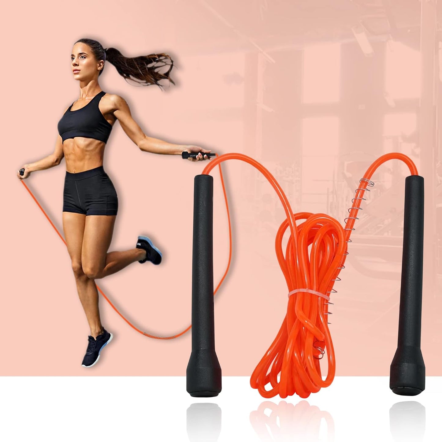 BHUSHANBAZAR Premium Sports Speed Skipping Rope, Jump Rope with PVC Handle, Multicolor PVC Pencil Skipping Rope for Men, Women, Boys & Girls (Orange)