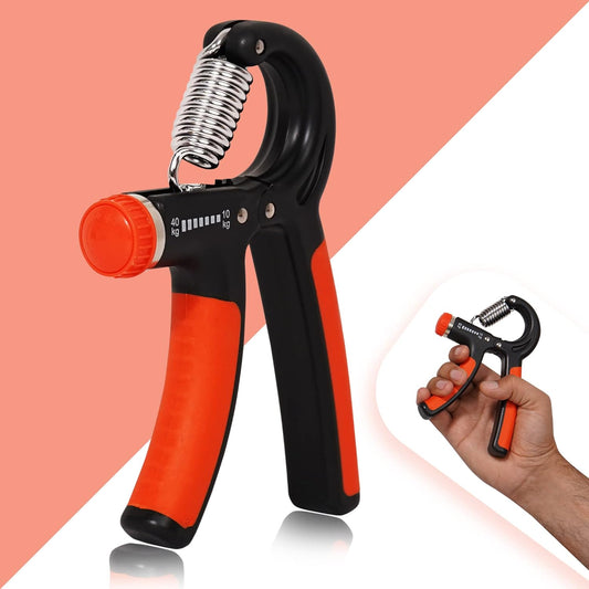 BHUSHANBAZAR Premium Hand Grip Strengthener, Hand Exerciser Adjustable Resistance 10 To 40Kg, Grip Strength Trainer, Hand Gripper, Forearm Workout Training Equipment for Injury Recovery Athletes (Orange & Black)