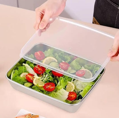 Stainless Steel Baking Tray with Lid – Non-Stick Food Storage Pan | Kitchen Essential