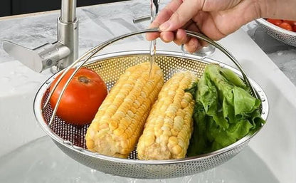 Stainless Steel Mesh Strainer Colander | Draining Rinsing Washing | Vegetables & Fruits | BhushanBazar