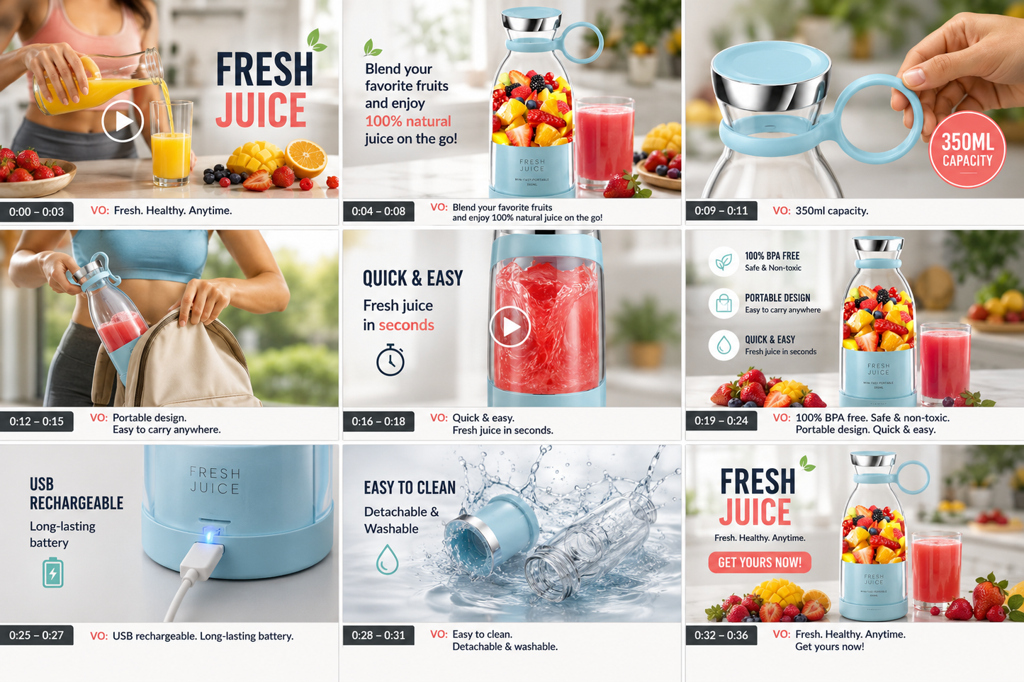 Travel Portable Mini Juice Blender | USB Rechargeable | BPA Free | Fresh Juice Anywhere