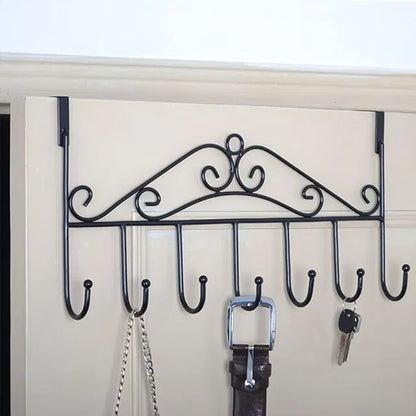 Door Hanger with 7 Hooks Over The Door Hooks,Overdoor Towel Rack,Metal Heavy-Duty Door Hanger Hook Storage Organizer for Hanging