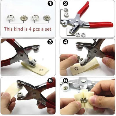 50 Sets Silver Metal Snap Buttons 9.5mm with Pliers – Copper Prong Press Studs
