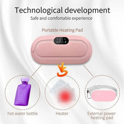 Portable Cordless Menstrual Heating Pad | 3 Heat Levels | 4 Massage Modes | Period Pain Relief | BhushanBazar