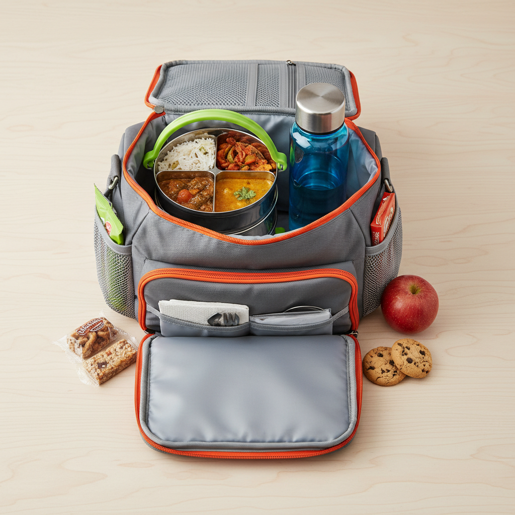 Lunch Bag Open Showing Compartments