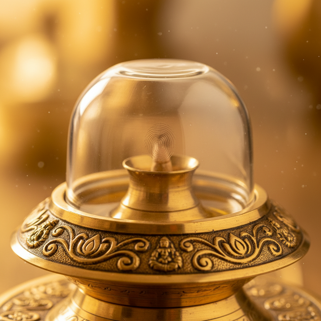 Brass Base and Glass Cover Detail