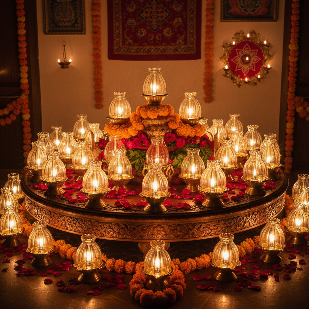 Diwali Decoration with Multiple Diyas