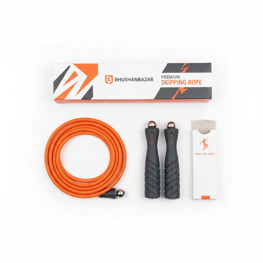 BHUSHANBAZAR Skipping Rope with Packaging Flat Lay