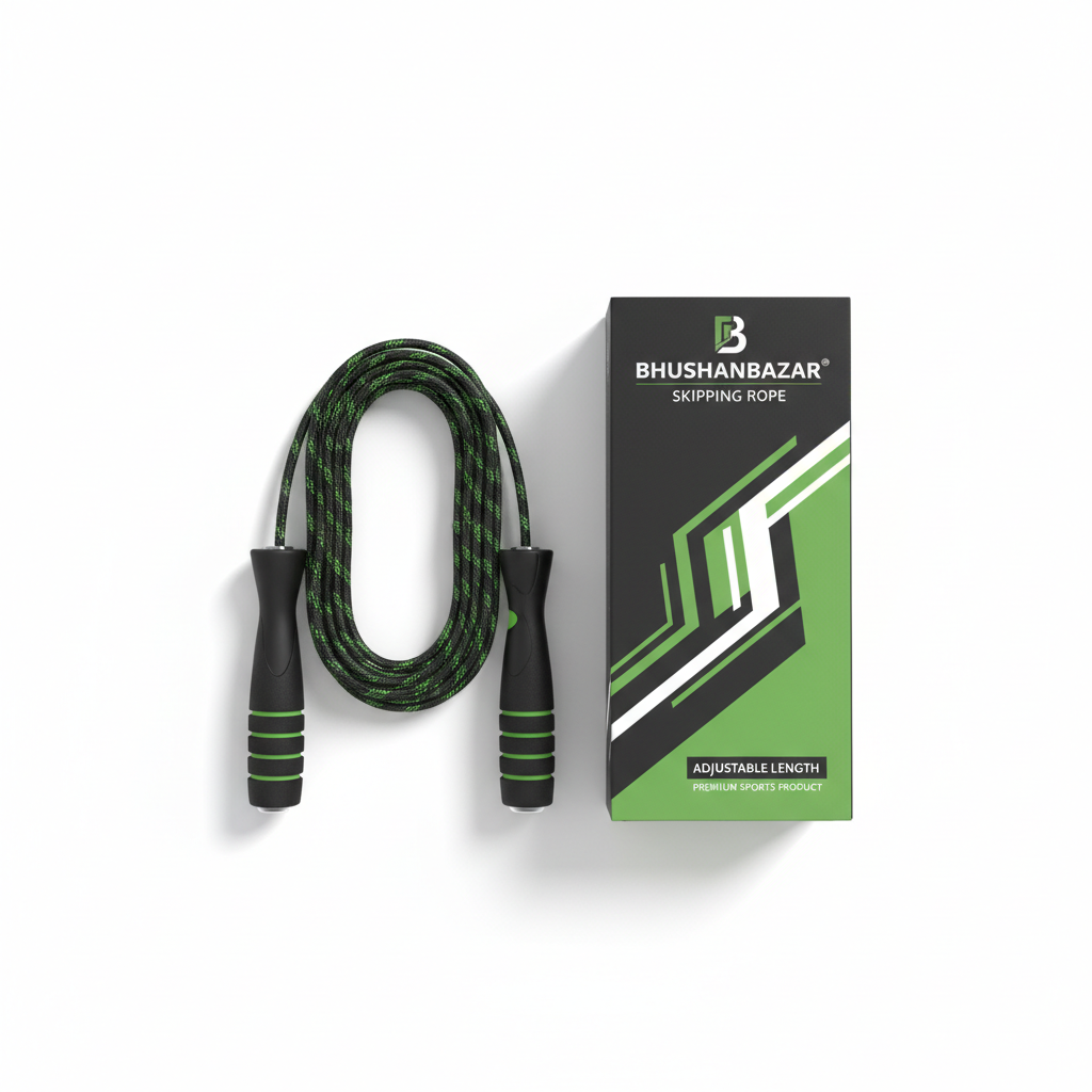BHUSHANBAZAR Black Green Skipping Rope with Packaging