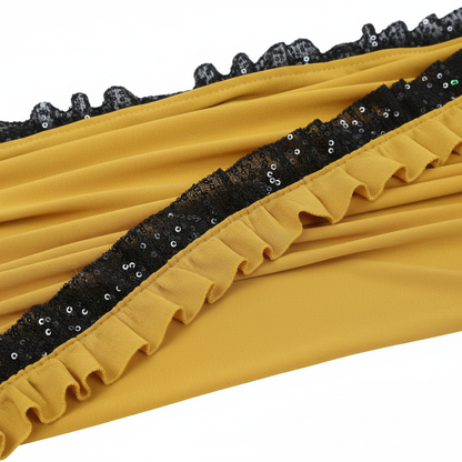 Girls Mustard Saree Fabric Detail