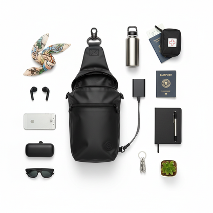 Sling Bag Travel Flat Lay