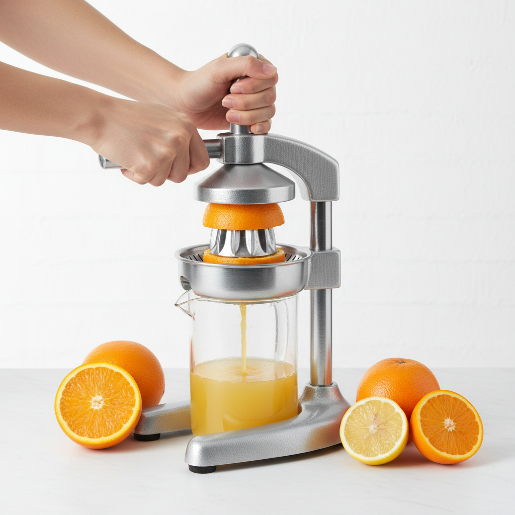 Hand Juicer Orange Lemon In Use
