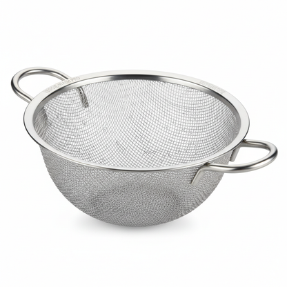 Stainless Steel Mesh Strainer White Background