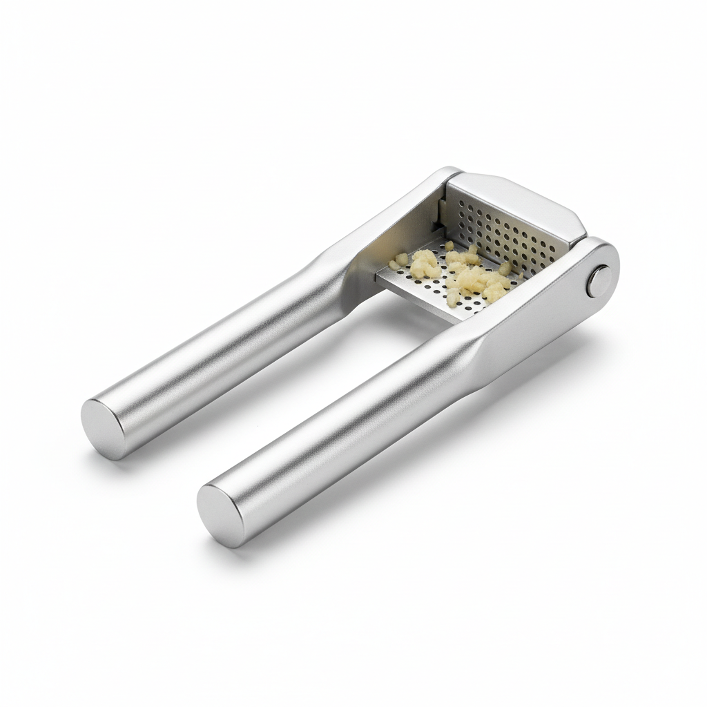 Aluminum Garlic Crusher White Background