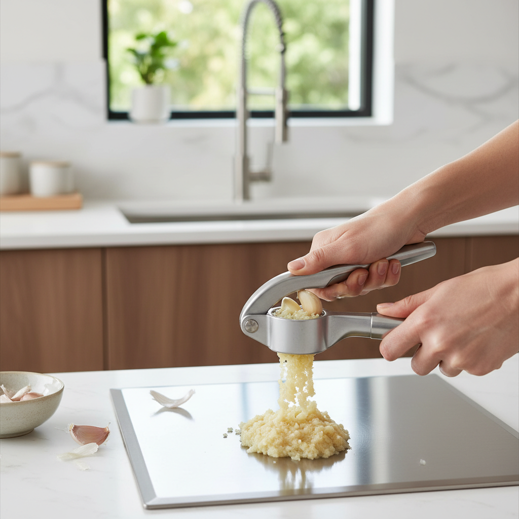 Garlic Crusher Pressing Garlic