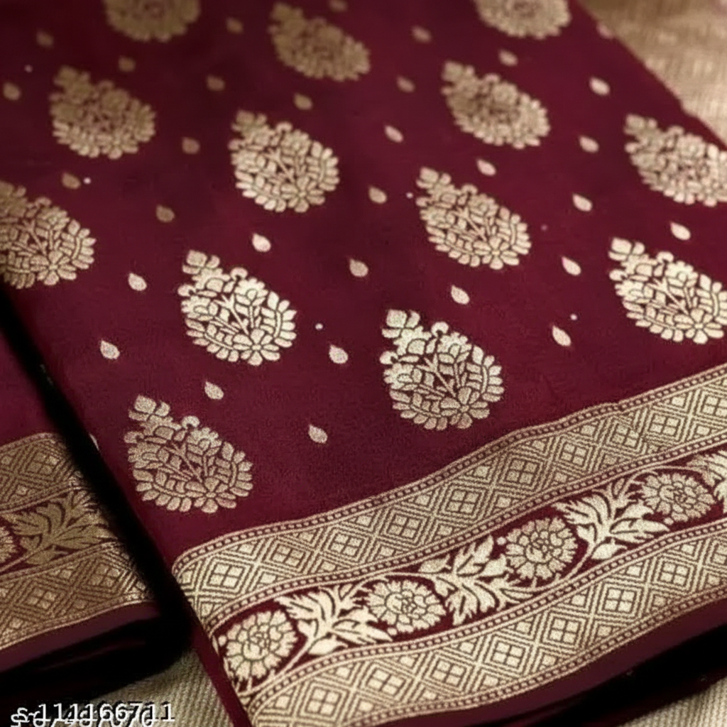 Banarasi Silk Saree Fabric Zari Detail